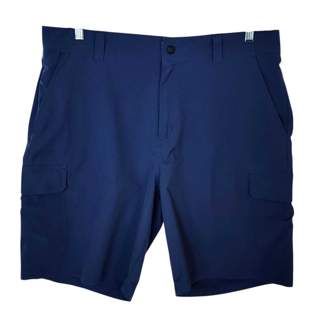 Orvis Mens Cargo Shorts 38 Blue Performance Stretch Hidden Secure Pockets